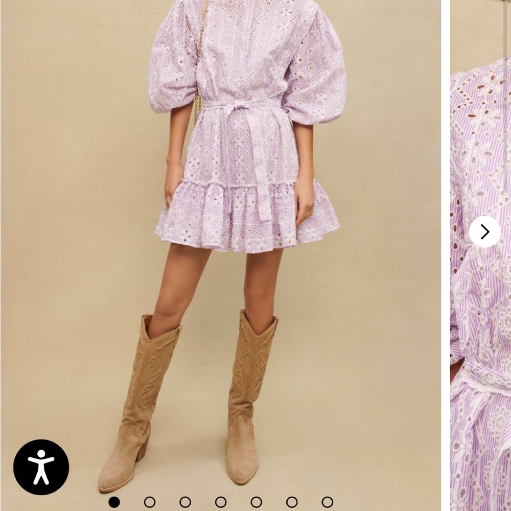 Maje Lavender Lace Dress with Puff Sleeves new with tags - Picture 3 of 3